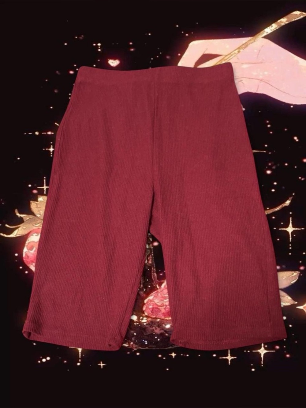 Fashion Nova Ribbed Wine High-Waist Bike Shorts